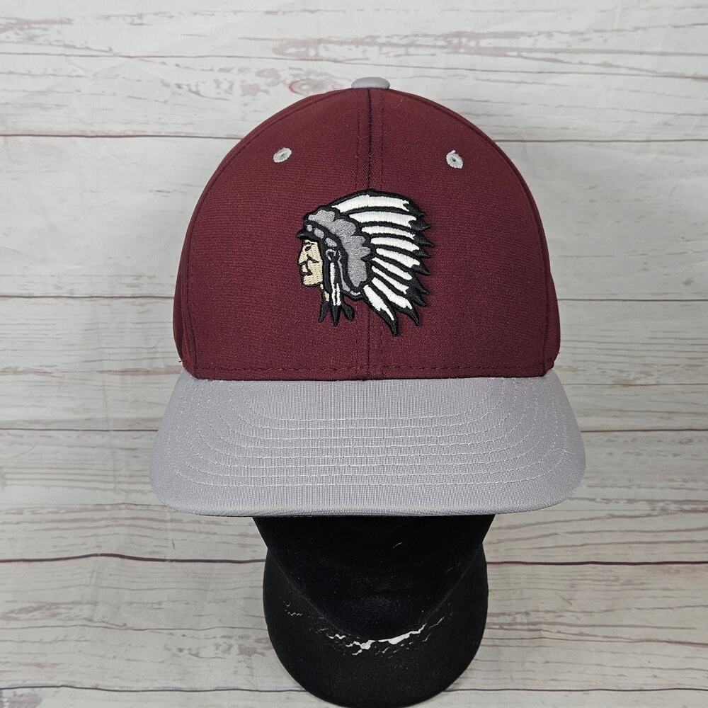 Richardson PTS 20 Flexfit Baseball Cap SM-MD Maroon Gray Indian Chief Logo
